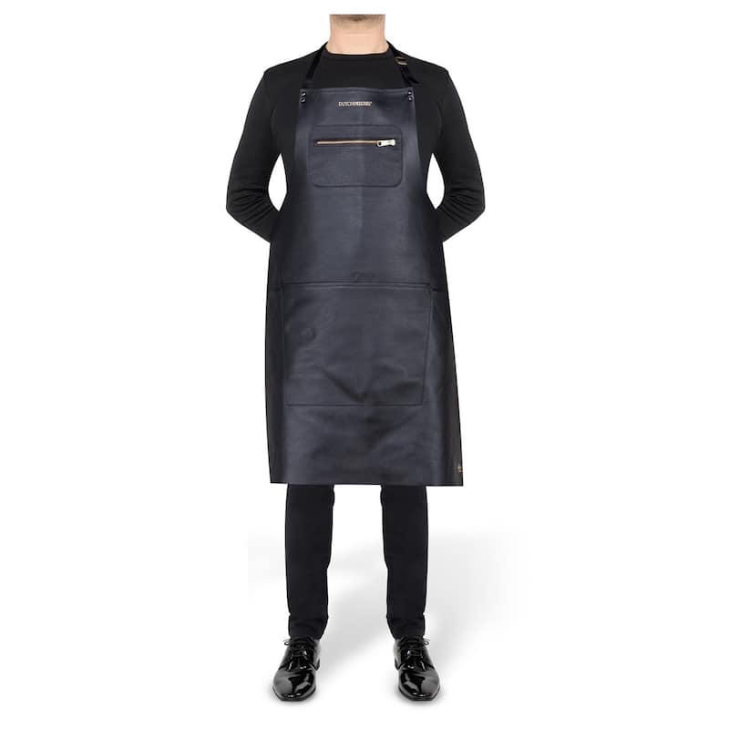 Black Leather Zipper Style Apron