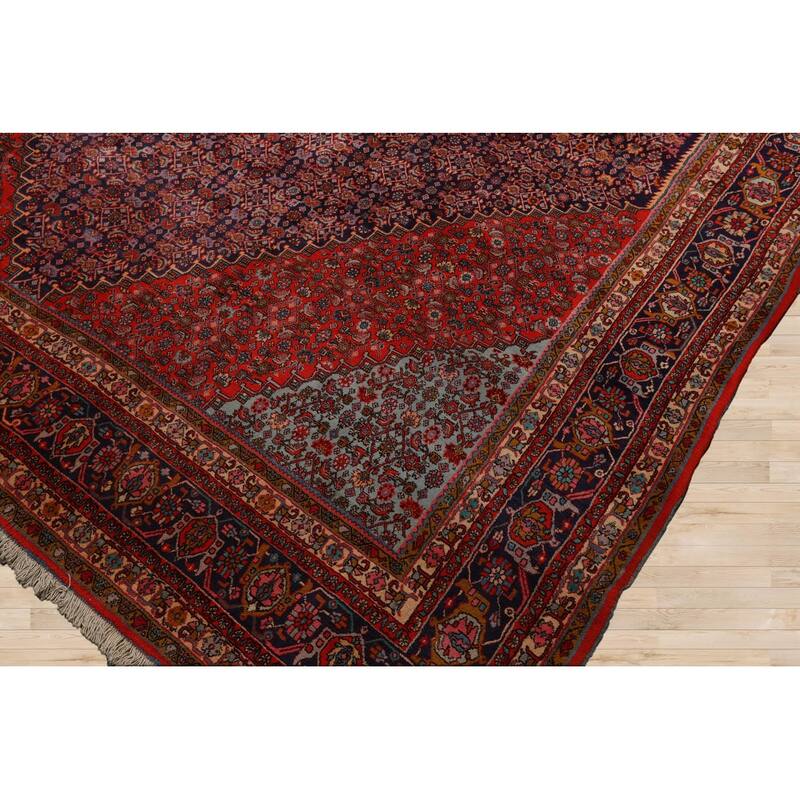 Hand Knotted Navy,Orange Persian Wool Traditional Oriental Area Rug - 10' x 13' 3''