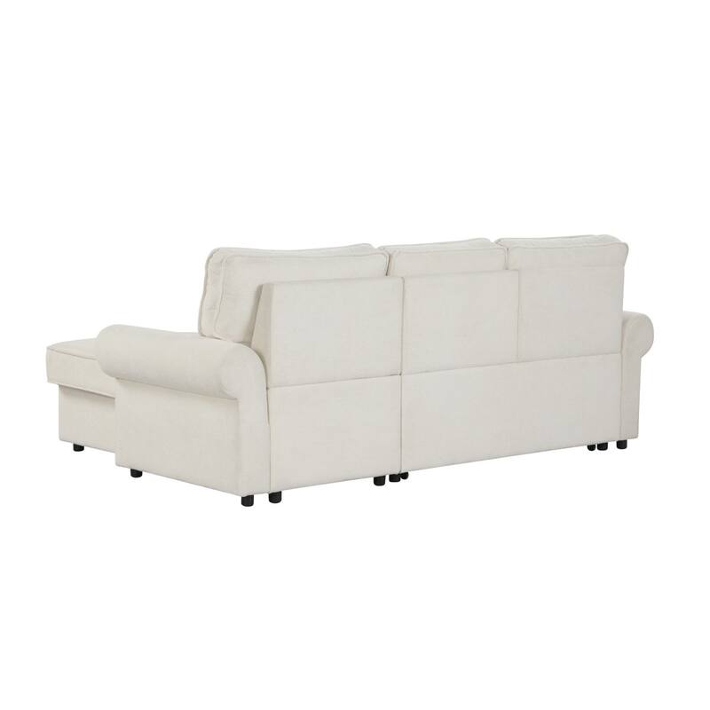 95" Convertible Sectional Sofa with Storage Chaise and Pull-Down Backrest