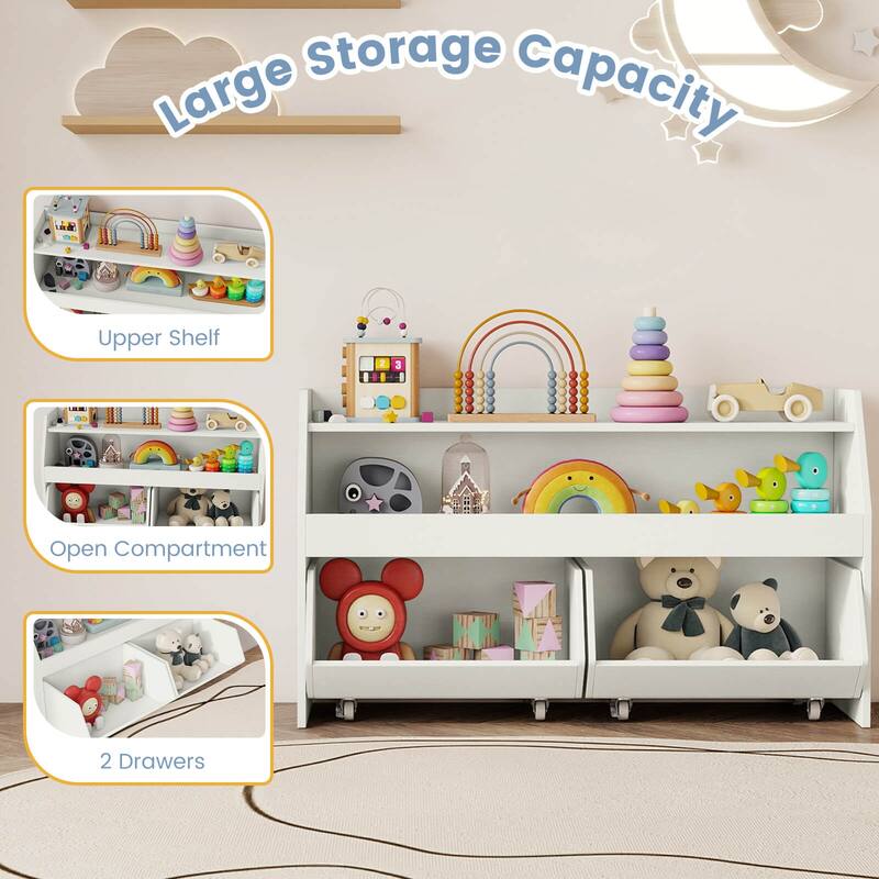 Costway Kids Toy Storage Organizer with 2 Movable Drawers Open Shelf - See Details