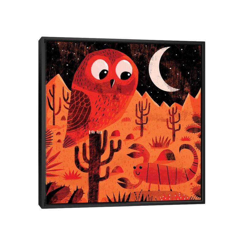 iCanvas "Desert Owl And Scorpion" by Gareth Lucas Framed Canvas Print - Black - 18x18