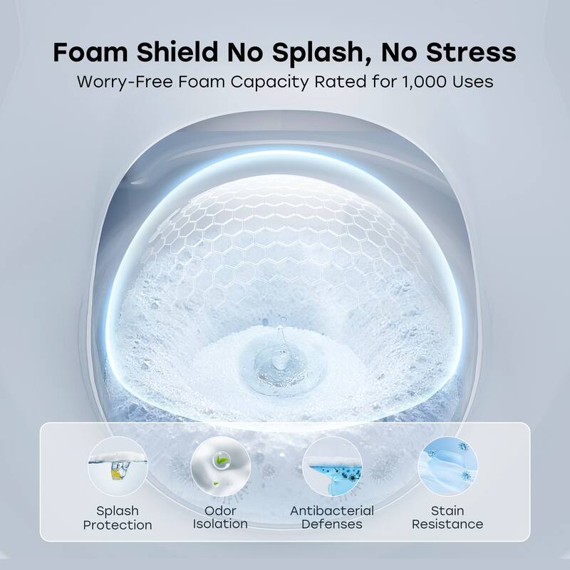 HOROW 1.0/1.28 GPF Elongated ADA Smart Bidet Toilet in White / Auto Open/Flush, Foam Shield, Blackout Flush, Pump Assisted - N/A