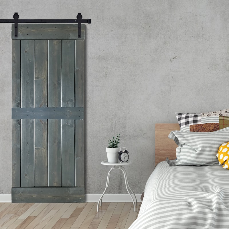 K1 Series Paneled Wood Barn Door with Installation Hardware Kit