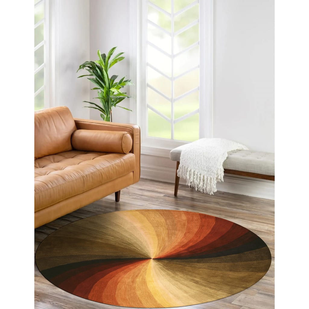 Home Decor EORC Hand-Tufted Wool Swirl Rug, Multicolored Vibrant & Stylish Area Rug for Adding Playful Elegance to Your Living