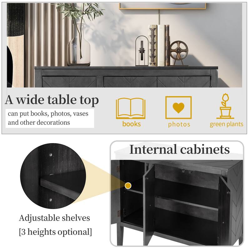 Sideboard with 3 Retro Metal Handles and 4 Pinewood Legs