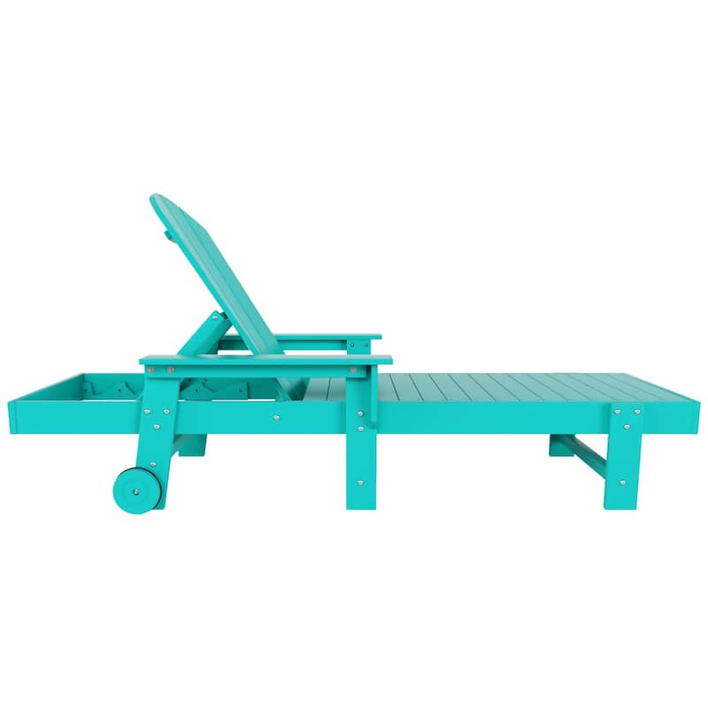 Polytrends Laguna Hdpe All Weather Outdoor Patio Pool Reclining Chaise Lounges With Side Table (3-Piece Set)