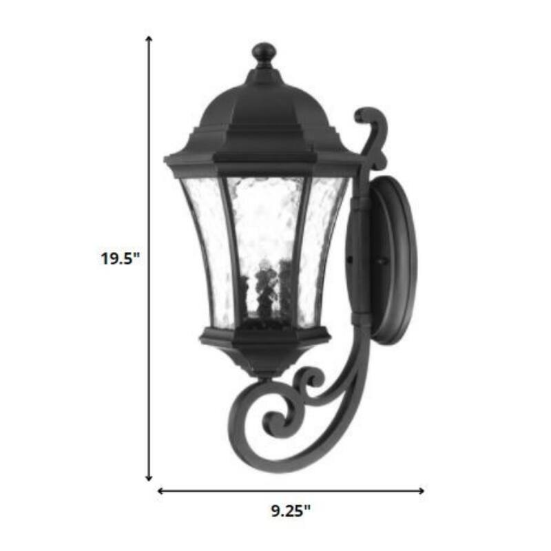 Glass Flush Mount Outdoor Wall Light with 3 Light Lantern Design - 11” x 9.25” x 19.5” (D x W x H)