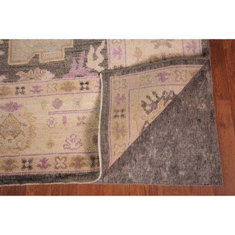 Vegetable Dye Grey Oushak Turkish Area Rug Hand-Knotted Wool Carpet - 8'0" x 9'9"