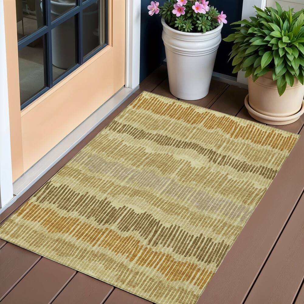 HomeRoots Striped Transitional Rectangle Outdoor Rug