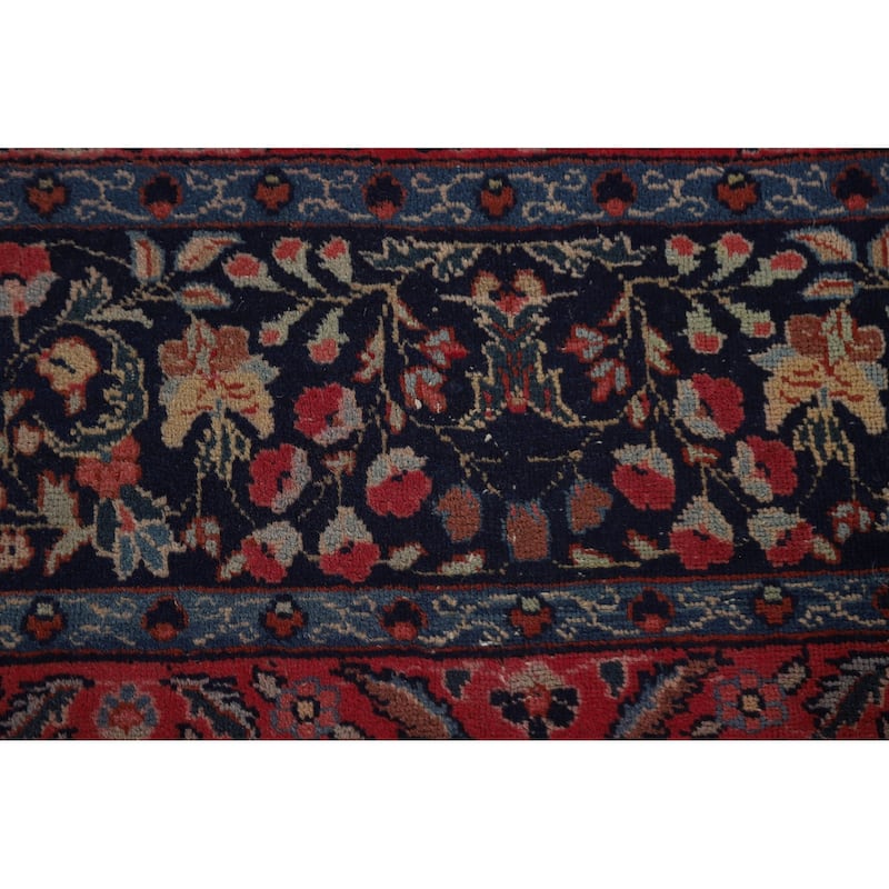 Pre-1900 Antique Blue Tabriz Persian Area Rug Hand-Knotted Wool Carpet - 7'5"x 11'0"