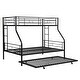 preview thumbnail 5 of 6, Twin Over Full Metal Bunk Bed w/Trundle,Ladder,Safety Rail & Steel Slats