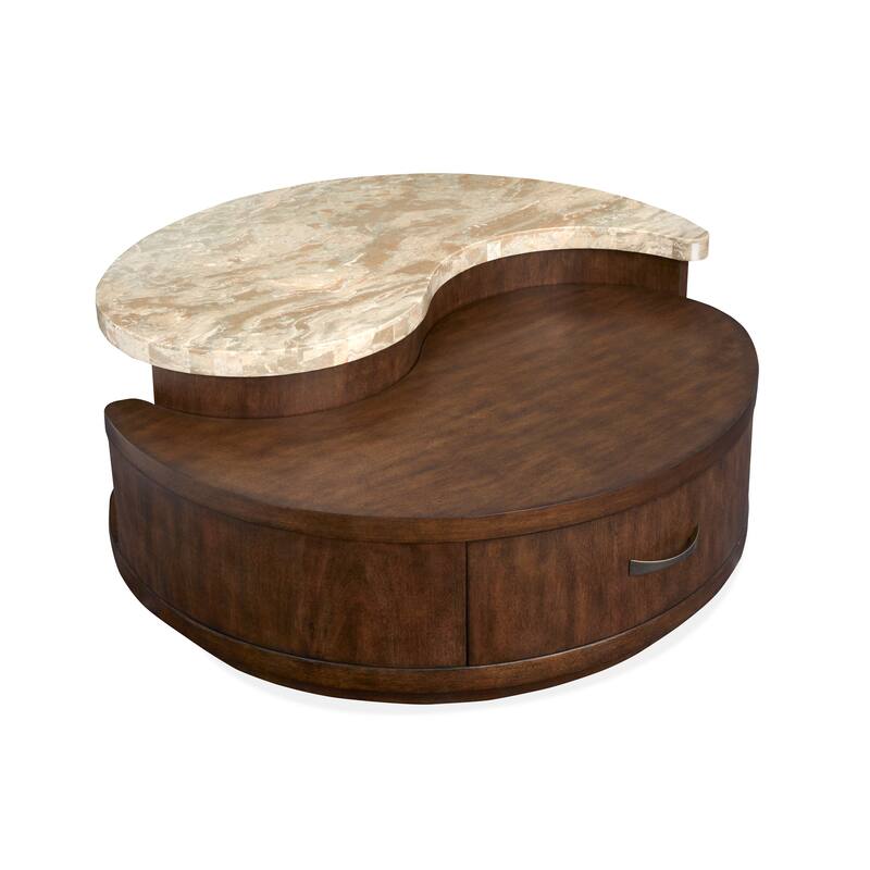 Magnussen Home Mcpherson Burnt Umber Round Cocktail Table with Casters - 40''W x 40''D x 17''H