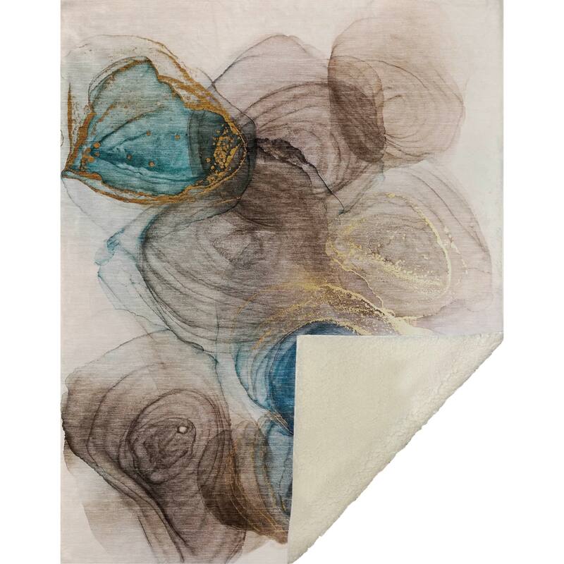 Premium Machine Washable Abstract Contemporary Sherpa Throw Blanket