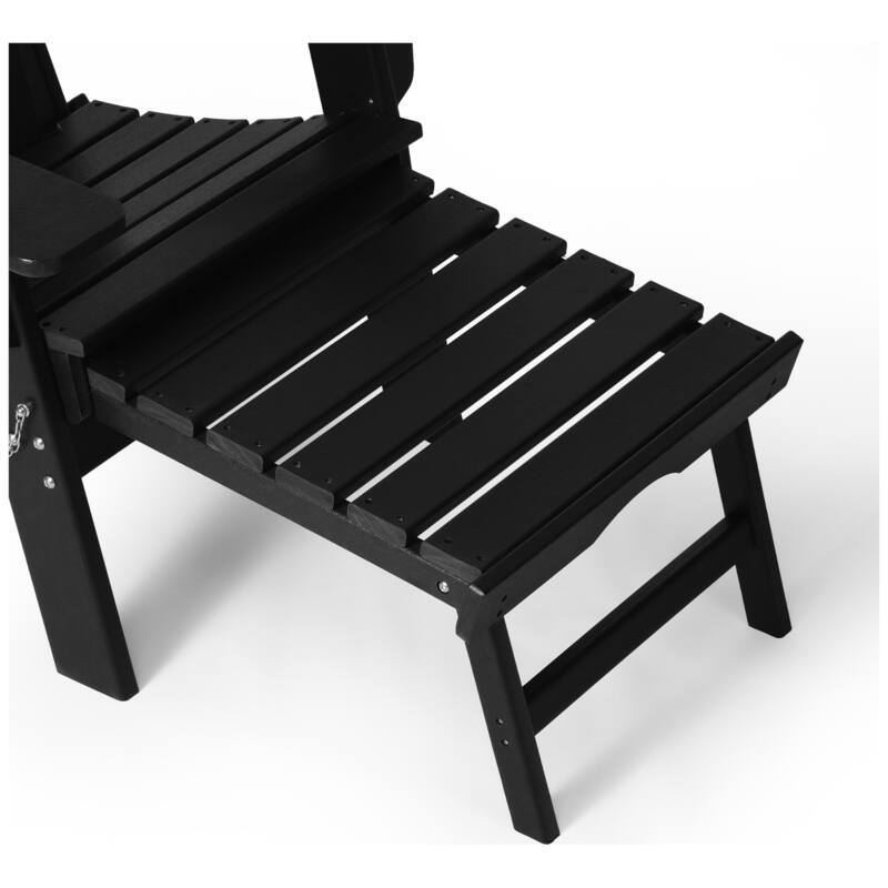 Laguna Outdoor 3-Piece Folding Adjustable Adirondack Chair with Hideaway Ottoman & Round Side Table