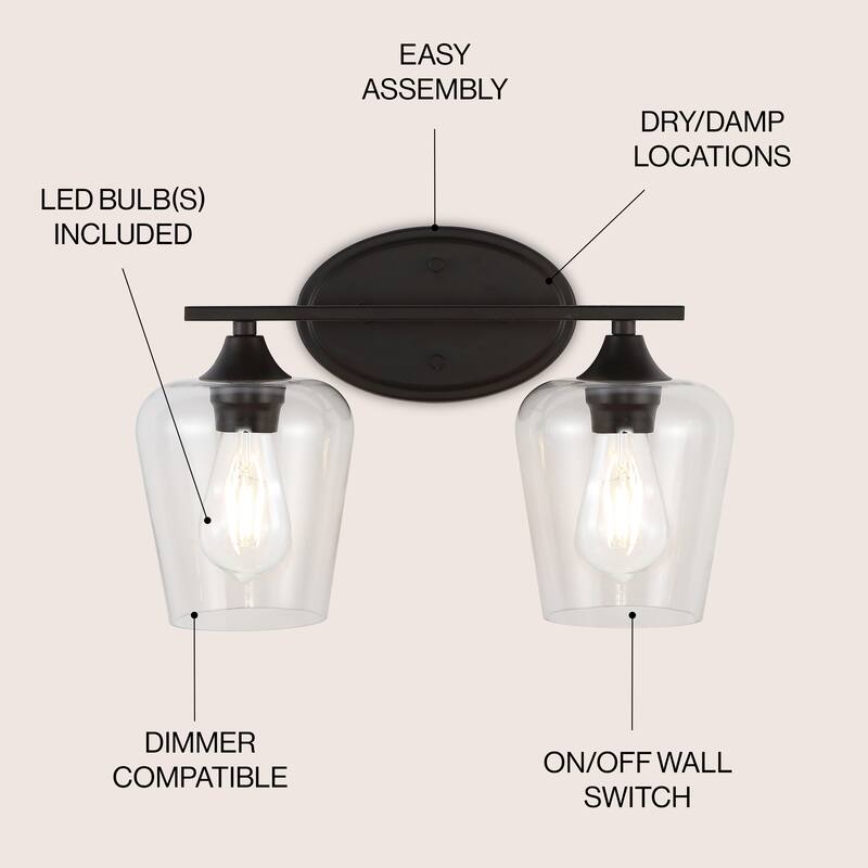 Iron/Seeded Glass LED Vanity Light, by JONATHAN Y