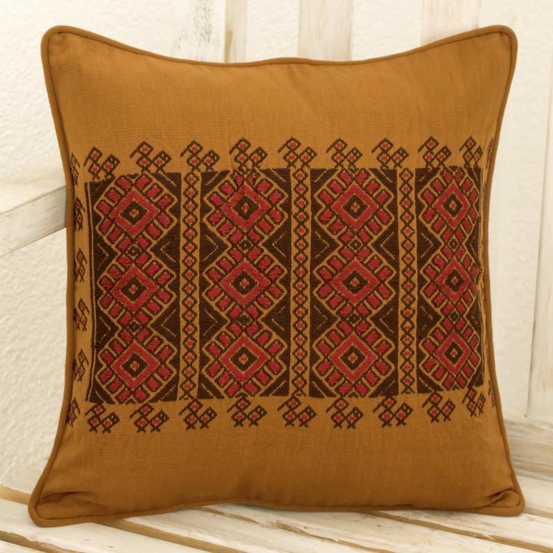 Novica Handmade Mountain Sun Cotton Cushion Cover