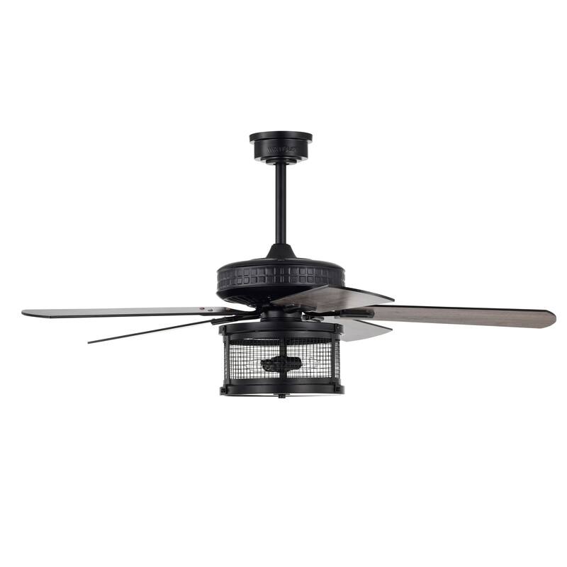 Carmella 25 Inch Industrial Style Lighted Ceiling Fan Cage with Remote - Matte-Black