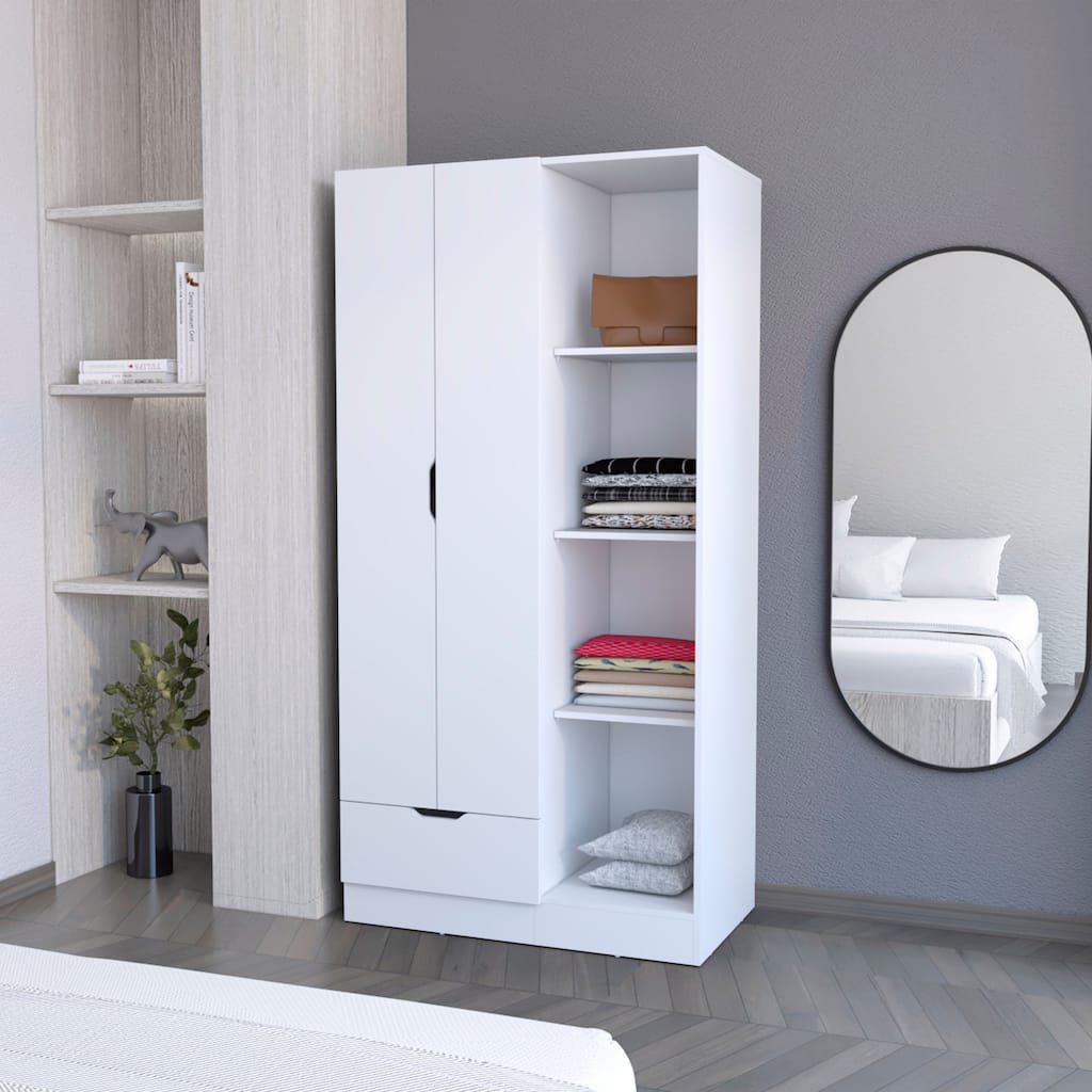 2-Door Armoire with Open Compartment
