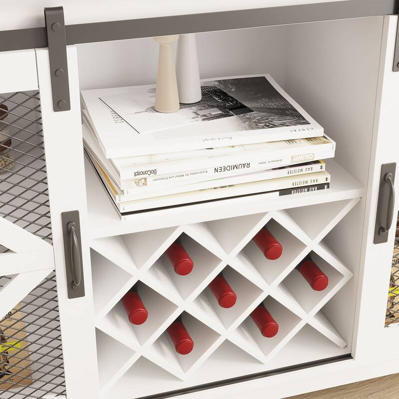 Meyreso Food storage cabinet Contemporary/Modern White Kitchen hutch with Wine Storage