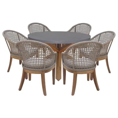 Outdoor Multi-Piece Teak Patio Furniture Set with a Table and Chairs