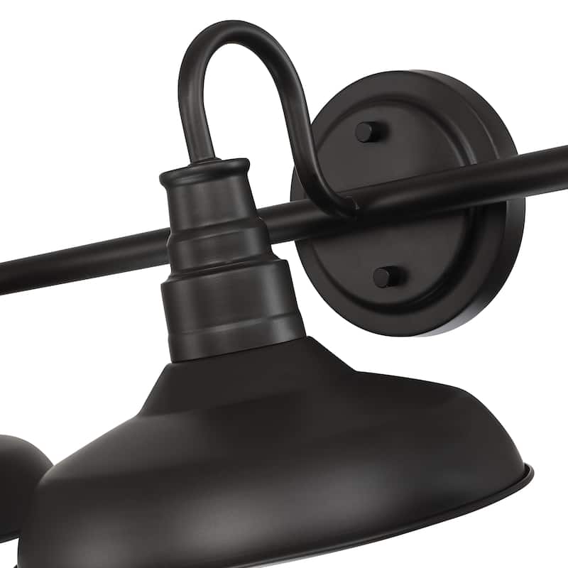 Black Finish Industrial 3-light Metal Vanity Light
