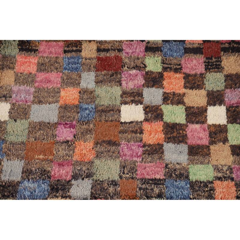 Hand Knotted Oriental 100% Wool Carpet Modern All-Over Multi-Colored Moroccan Area Rug - 8' 5'' X 4' 10''