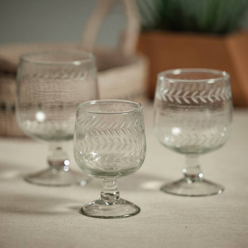 Colette Hand Made & Etched White Wine Glasses, Set of 4