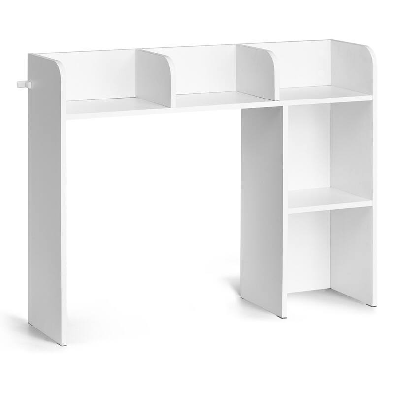 White Particle Board Desktop Bookshelf, 2 Shelves, Anti-Tip Design - 37.2" L x 9.5" W x 28.9" H