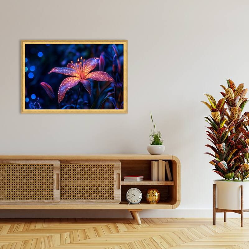 Floral Complementing in Vibrance by Tradelink inhouse artist Wood Framed Wall Art Print - Owen Gold