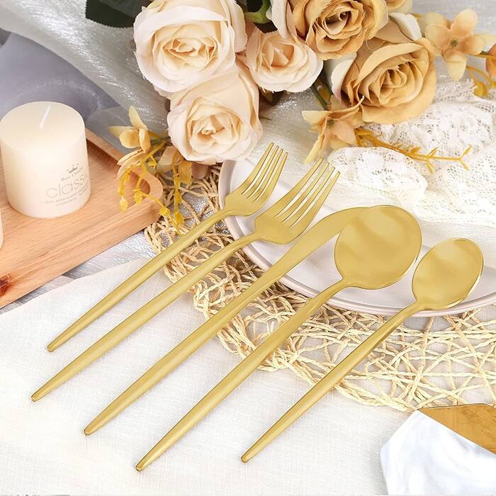 Gold Silverware Set 30 Pieces,Stainless Steel Flatware Set Bed Bath