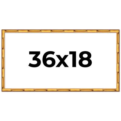 36x18 Frame Gold Bamboo Solid Wood Picture Frame | 1 Inch Moulding