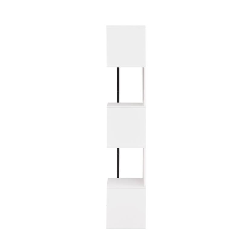 Furniture of America Linnea Modern 5 Tier Accent Corner Bookcase, Freestanding Display Bookshelf with Metal Post