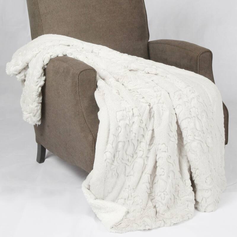 Embroidery Batik FauxFur Sherpa Throw Blanket