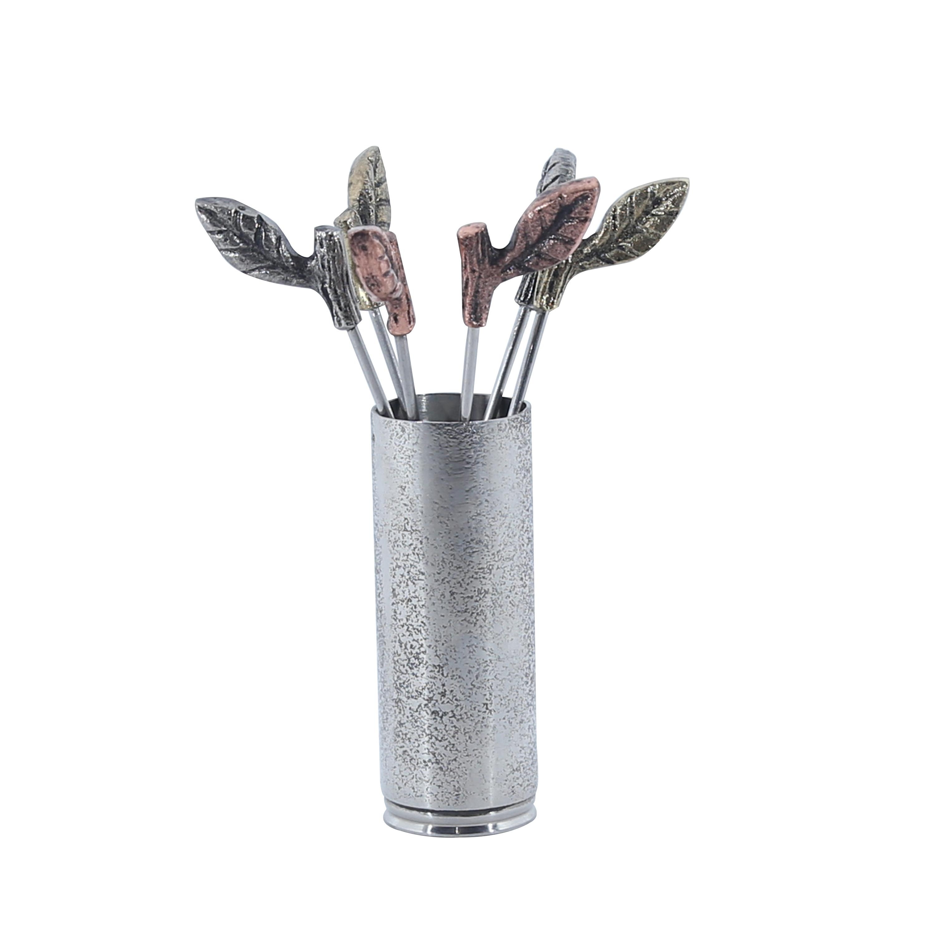 https://ak1.ostkcdn.com/images/products/is/images/direct/cef6b7615179b31c24ba3b6ec0a5e17aec155ad9/Inox-Twig-Leaf-Design-7-piece-Steel-Olive-Cheese-Picks-with-Holder.jpg