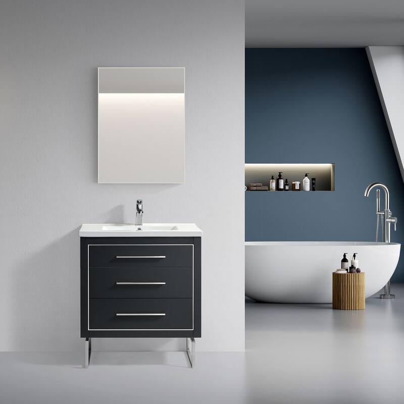 LaLa 30" Single Vanity Set - Charcoal with Chrome Trim