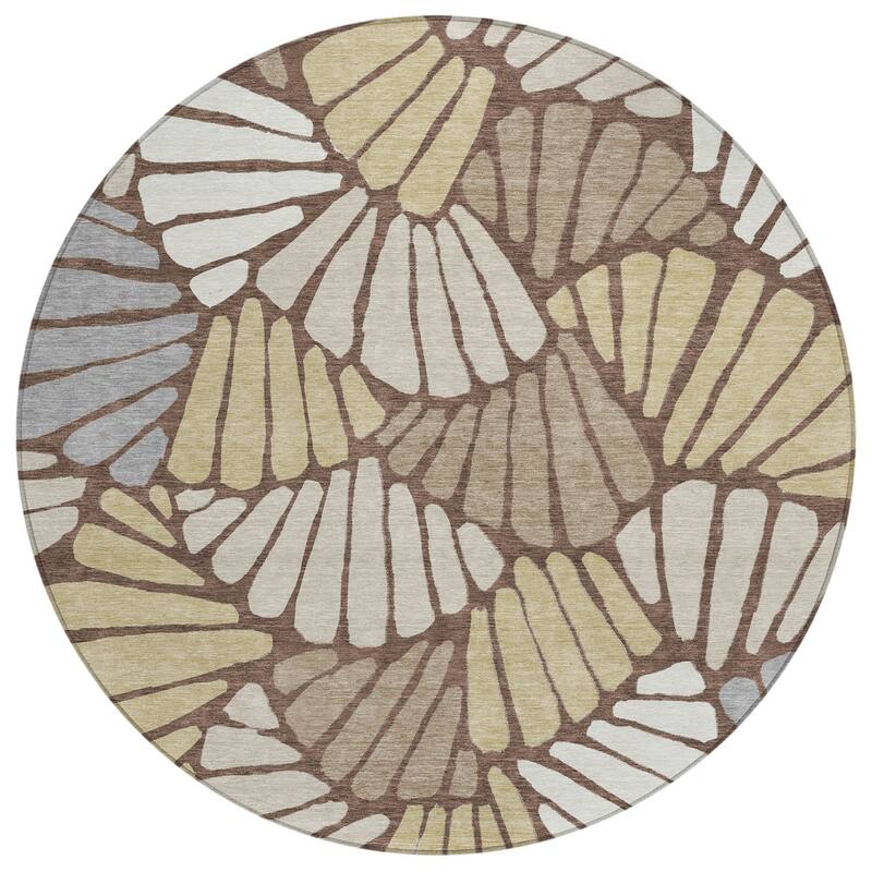 Machine Washable Indoor/ Outdoor Floral Modern Chantille Rug