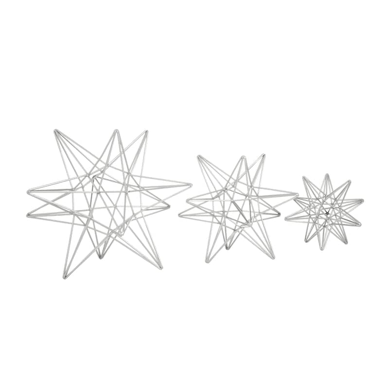 CosmoLiving by Cosmopolitan Silver Iron Contemporary Sculpture 11 x 9 x 7 - 12", 9", 7"H S/3