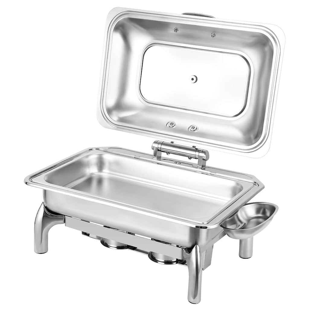 9 Qt Chafing Dish Buffet Set, Stainless Steel Rectangular Hydraulic Dining Stove