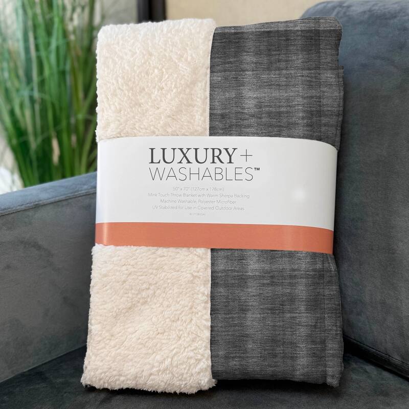 Premium Machine Washable Modern Plaid Sherpa Throw Blanket