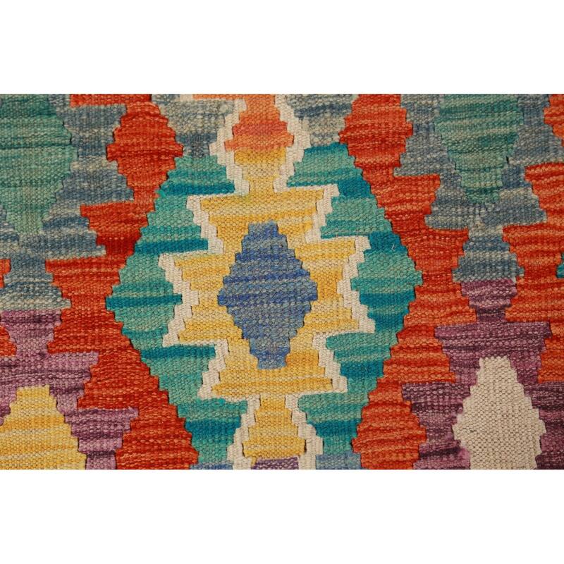 Geometric Kilim Oriental Large Rug Hand-Woven Bedroom Wool Carpet - 10'3"x 16'2"