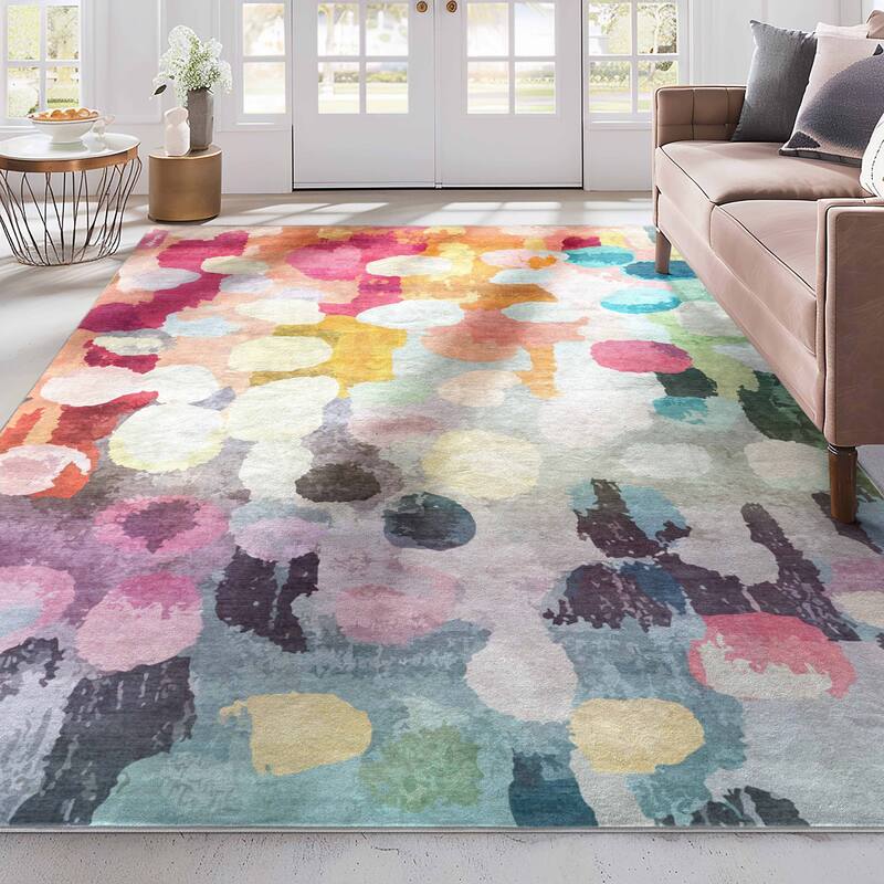 Well Woven Apollo Abstract Galets Aquarelle Pebble Watercolor Area Rug