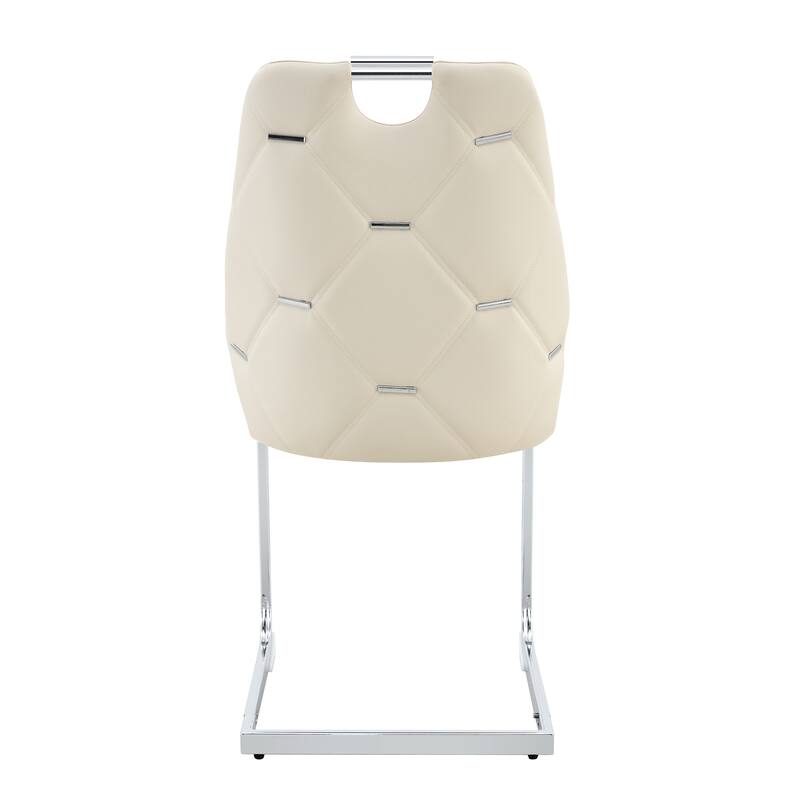 Off White Leather Kitchen Chair Dining Chair Side Chair Lounge Chair Reception Chair Office Chair with Metal Legs