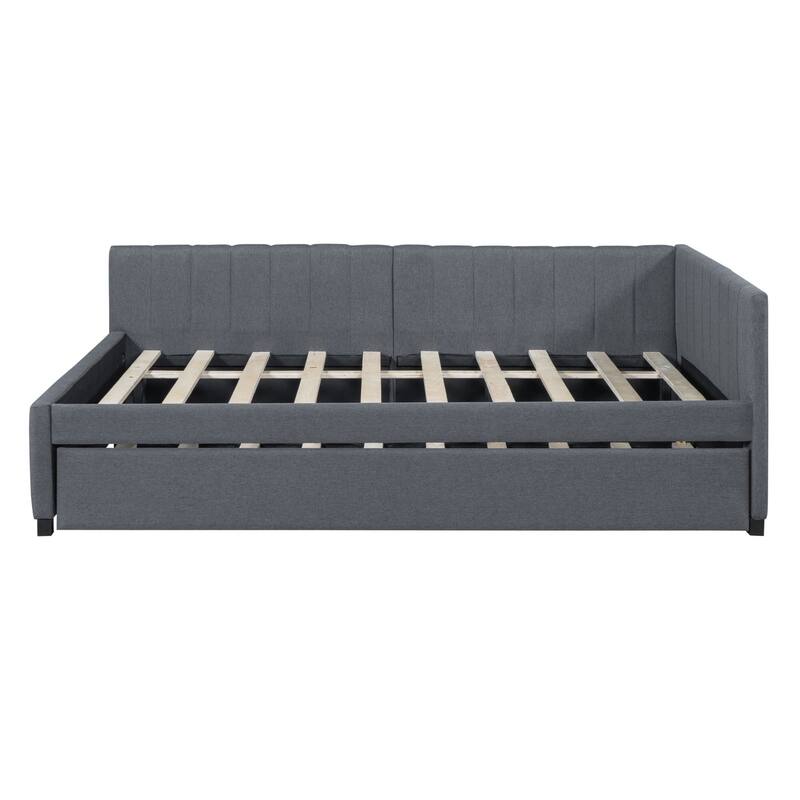 Upholstered sofa bed with trundle