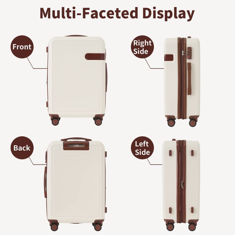 4 Piece ABS Expanable Spinner Wheels Lightweight Luggage Set w/TSA Lock and Compression Packing Cubes