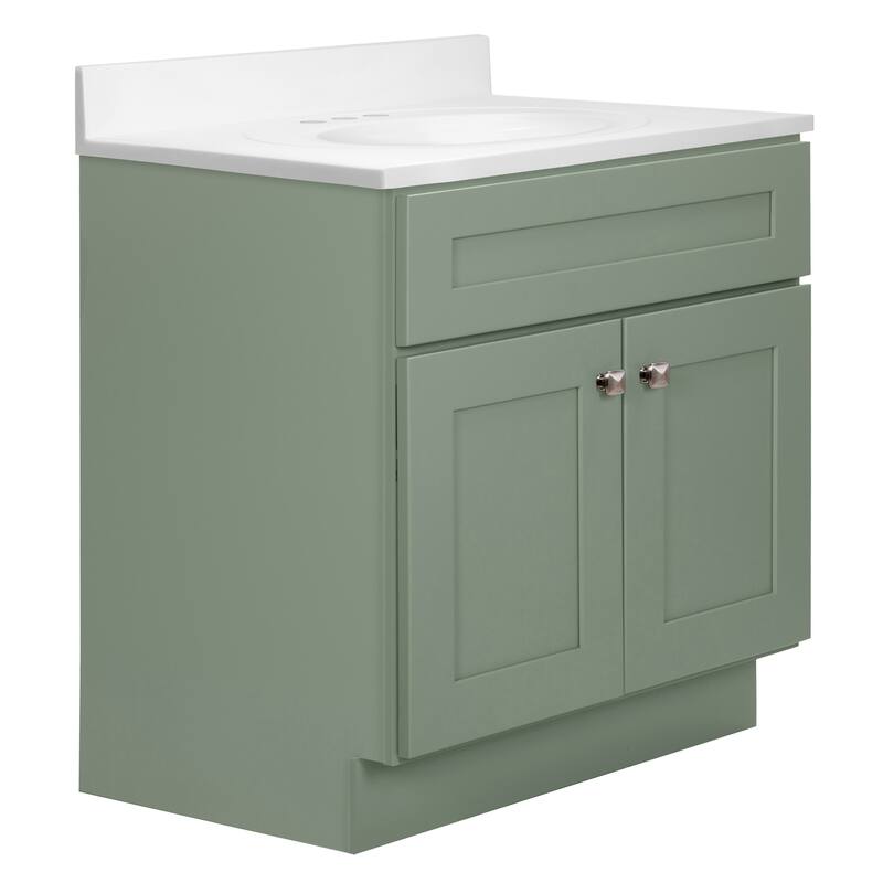 Brookings 31 Inch Assembled Bath Vanity with Solid White Top