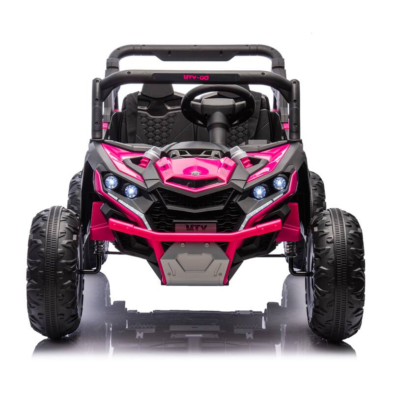 Electric Vehicle for Kids with Parent Remote Control, Ride on Car with Seat Belt, Pink Off-Road Vehicle with Battery Indicator