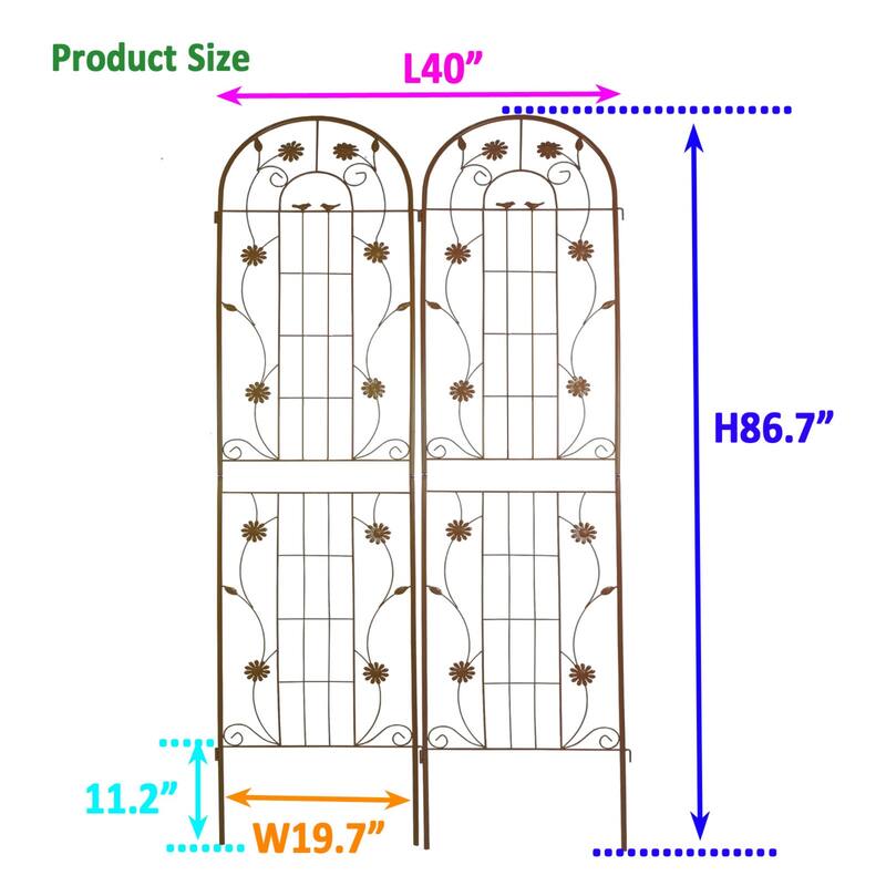 86.7" x 19.7'' Rust-Resistant Climbing Trellis for Garden Flowers and Vines
