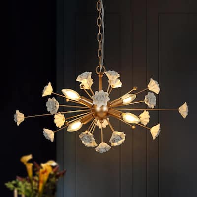 Veitchii Luxury Gold Ceramic Chandelier 4-light Modern Contemporary LED Sputnik Ambient Light