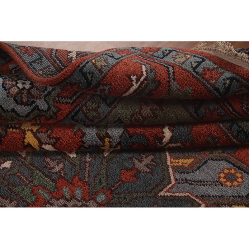 Traditional Orange Ziegler Area Rug Hand-Knotted Wool Carpet - 8'0"x 9'11"