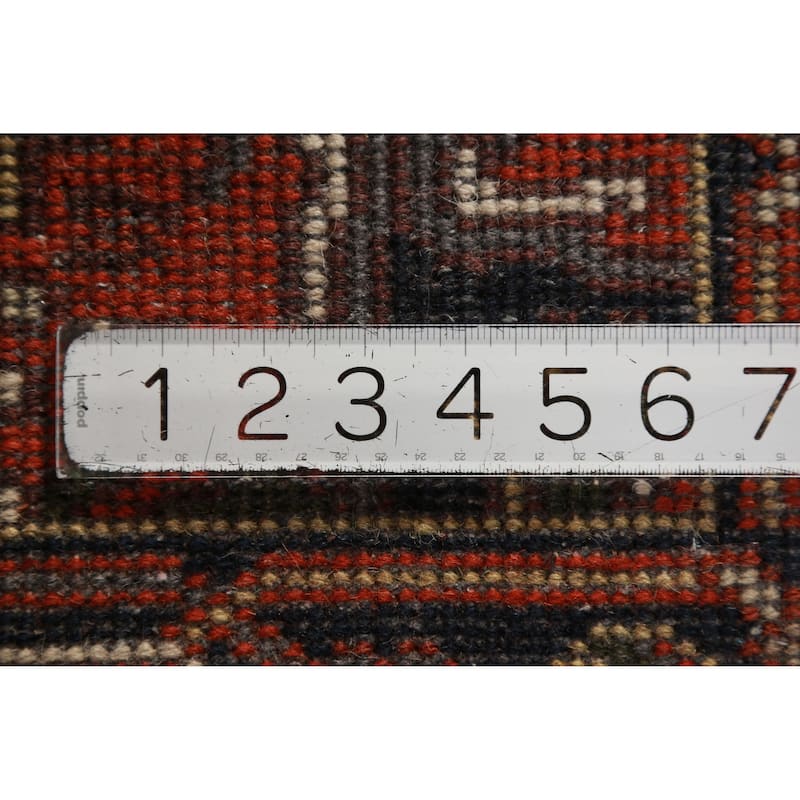 Hand Knotted Oriental 100% Wool Carpet Traditional Geometric Beige & Ivories Heriz (serapi) Runner Rug - 8' 0'' X 2' 7''